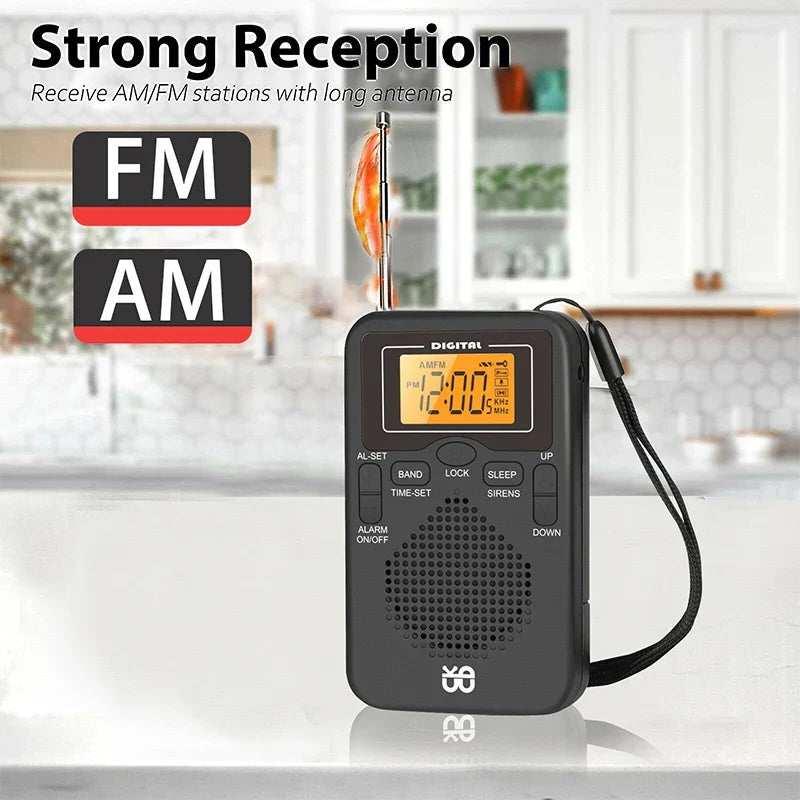 Mini Weather Pocket Radio Player Black