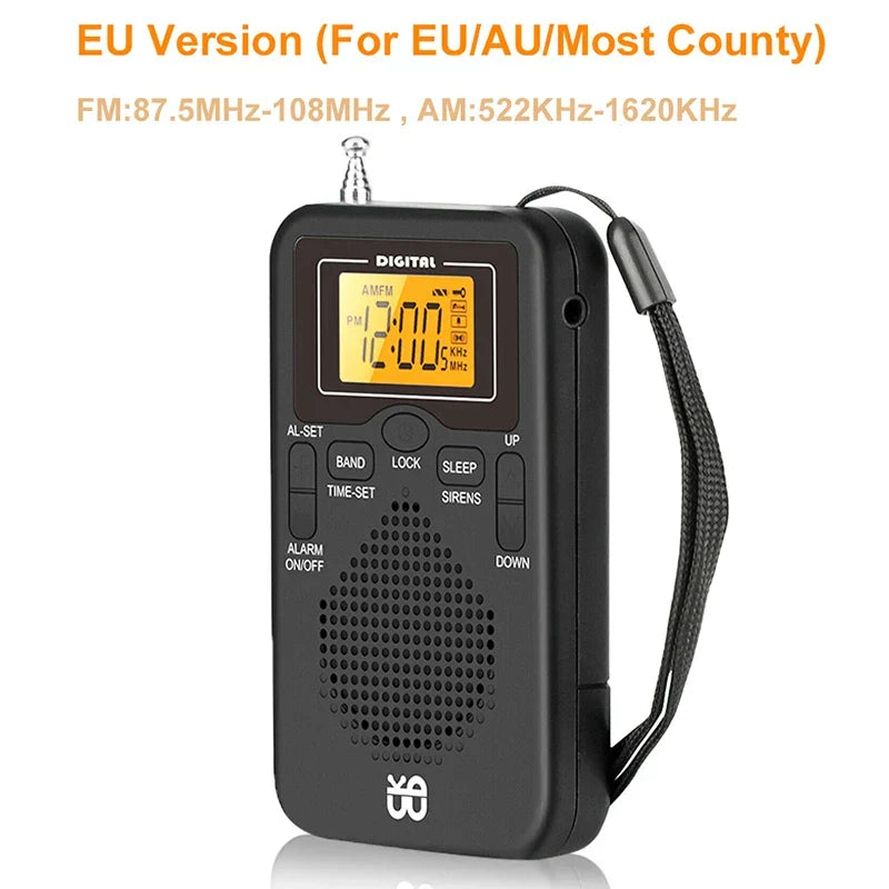 Mini Weather Pocket Radio Player Black