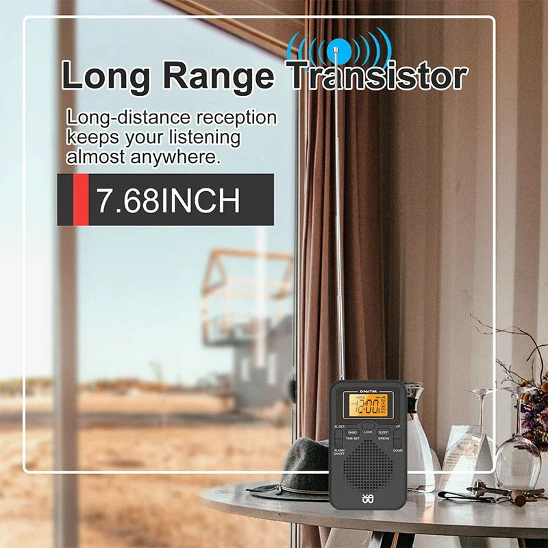 Mini Weather Pocket Radio Player Black
