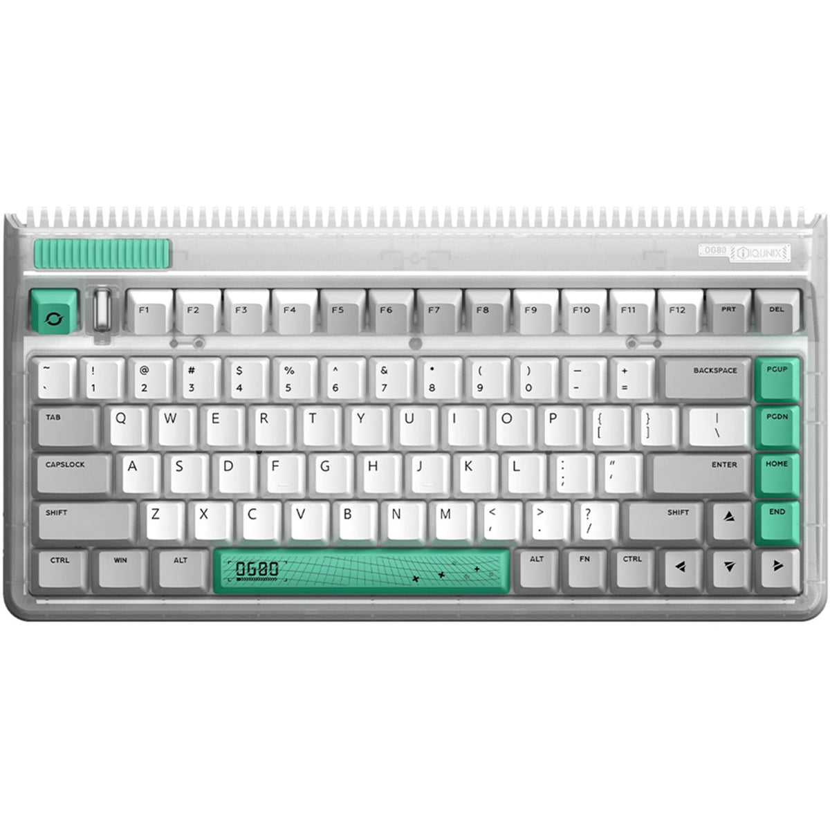 Iqunix OG80 wormhole wireless mechanical keyboard (gray, US layout (QWERTY), Cherry MX Brown, 80% (TKL), RGB LEDs, hot-swappable, PBT, 2.4GHz | Bluetooth 5.1 | USB-C)