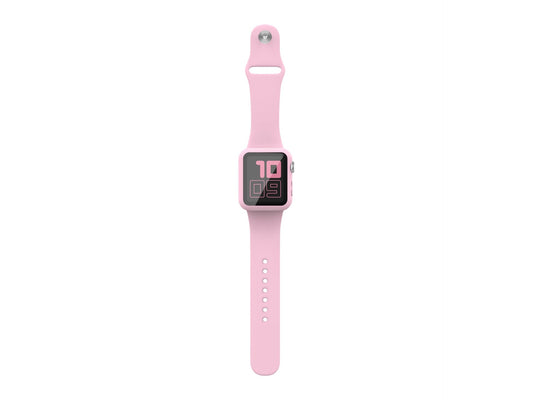 Pulseira de silicone para relógio Techancy, KC2115, pulseira com protetor de ecrã, compatível com Apple Watch 45 mm, rosa